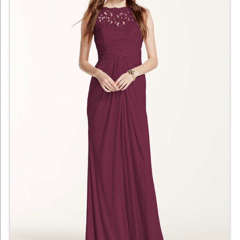 David’s Bridal Wine Bridesmaid Dress